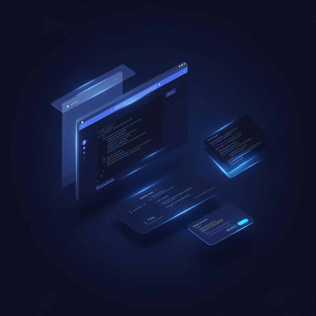 Nowoczesna ilustracja projektowania stron z oknami przeglądarki i elementami UI